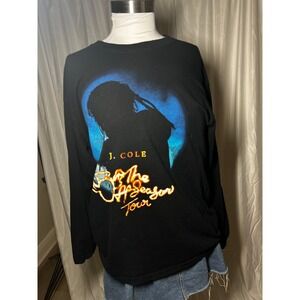 J. Cole The Off-Season Tour Long Sleeve Graphic Tee Black Mens L Gildan Cotton